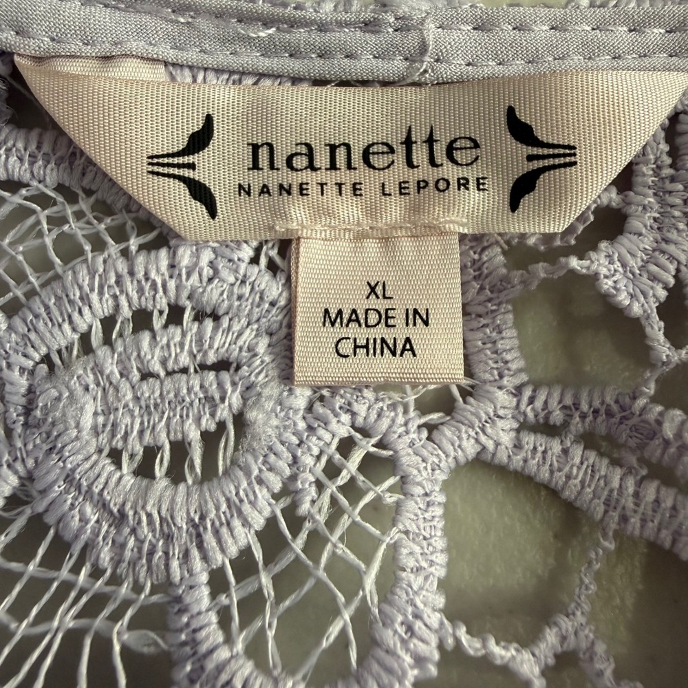 Nanette Lepore Lavender Lace Overlay Sleeveless Zipper Back Top Women's XL - Picture 5 of 6